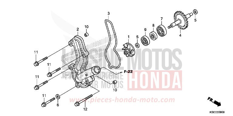 WATER PUMP for CRF150R "Big wheels" EXTREME RED (R292) from 2013